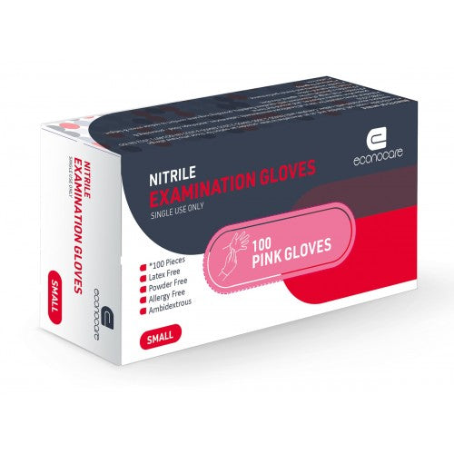 Glove Exam Pink Nitrile Econocare Small 100