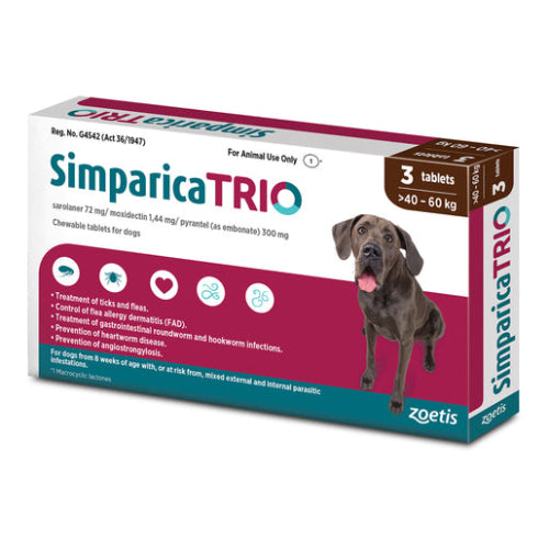 Simparica Trio 40kg-60kg 3 Dark Brown Tablets