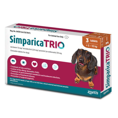Simparica Trio 5kg - 10kg 3 Caramel Tablets