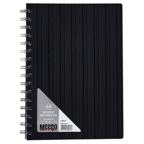 A5 Notebook Meeco Stripe Pattern Black