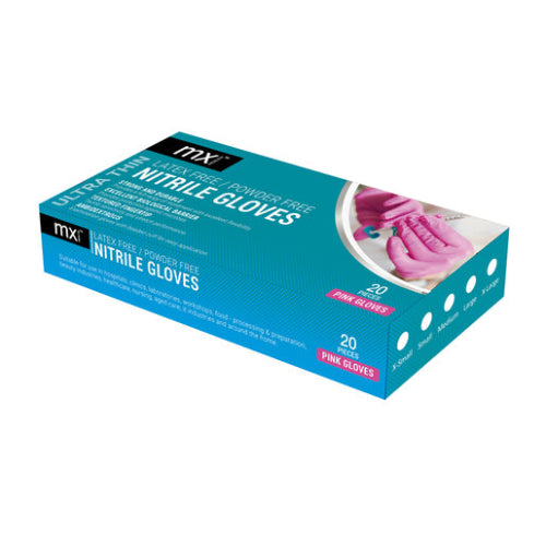 Gloves Mx Exam Nitrile Pink X-small 20's