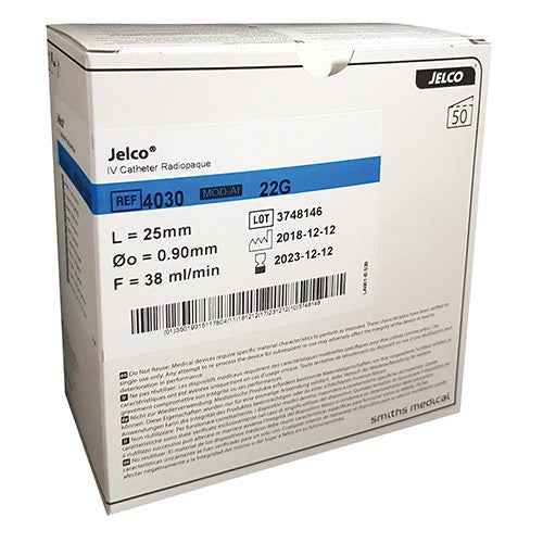 Jelco Radiopaque 22G Blue 50