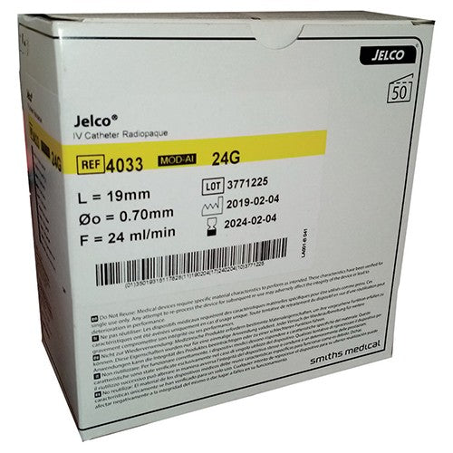 Jelco Radiopaque 24G Yellow 50