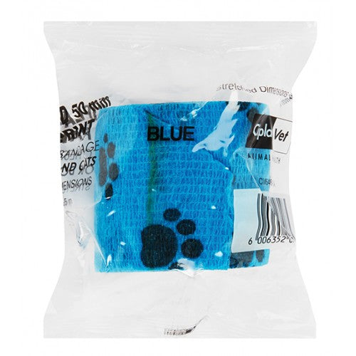 Sticky Band Vt Paw Print Blue 50mm