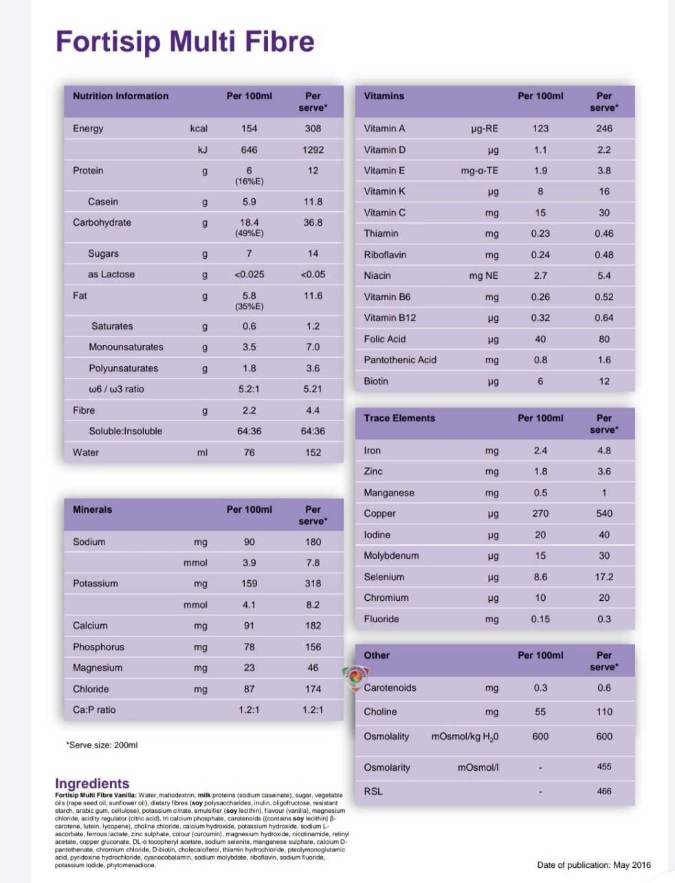 Fortisip Multi Fibre 200ml Vanilla