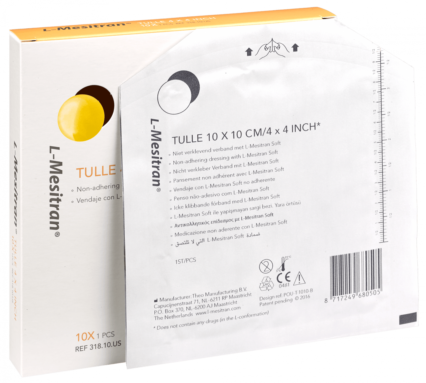 L-Mesitran Tulle Dressing 10x10cm 10