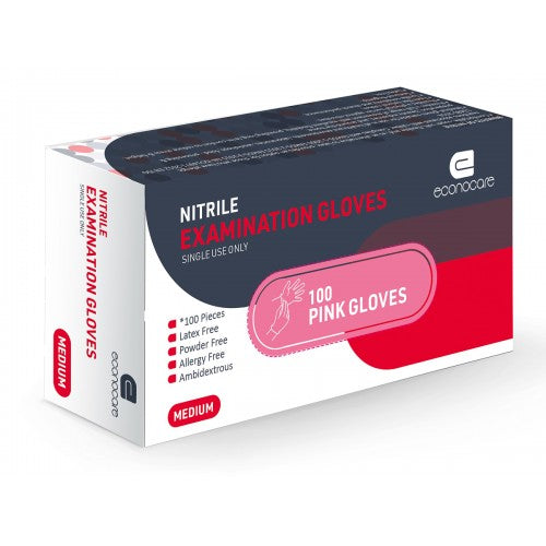 Glove Exam Pink Nitrile Econocare Medium 100