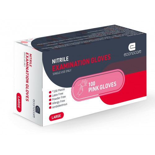 Glove Exam Pink Nitrile Econocare Large 100