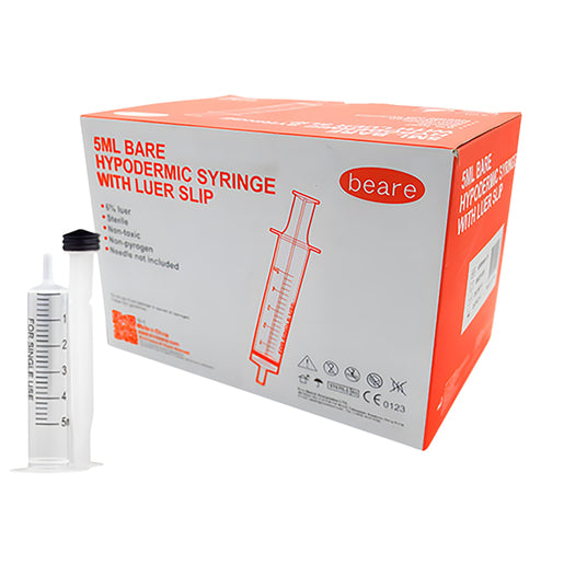 Syringe 5ml Luer Slip 2 Part Beare 100s – Cura Pharm