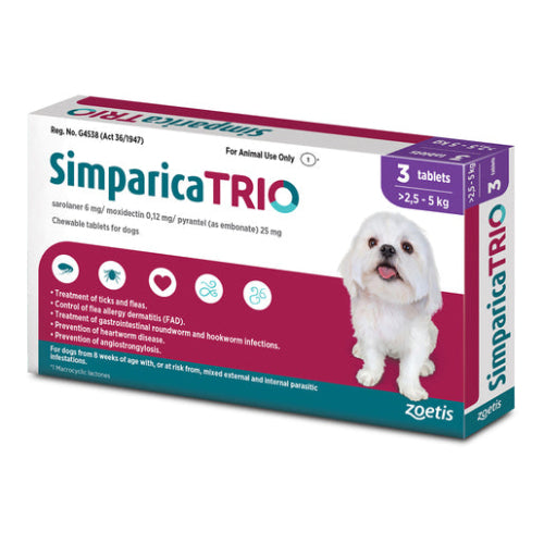 Simparica Trio 2.5kg - 5kg 3 Purple Tablets