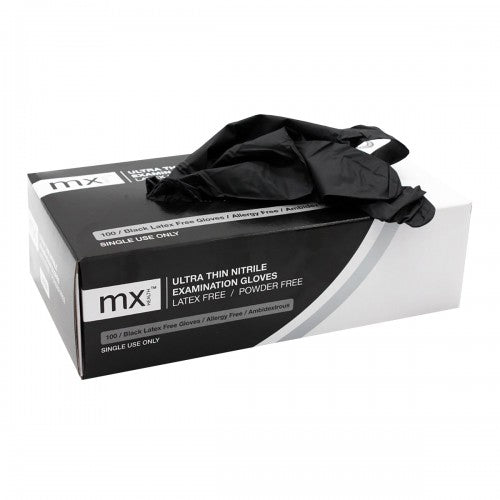 Gloves Mx Exam Nitrile Black Small Powder Free 100