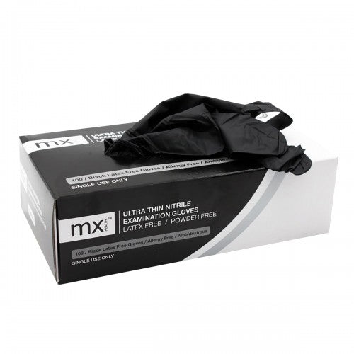 Gloves Mx Exam Nitrile Black Large Powder Free 100