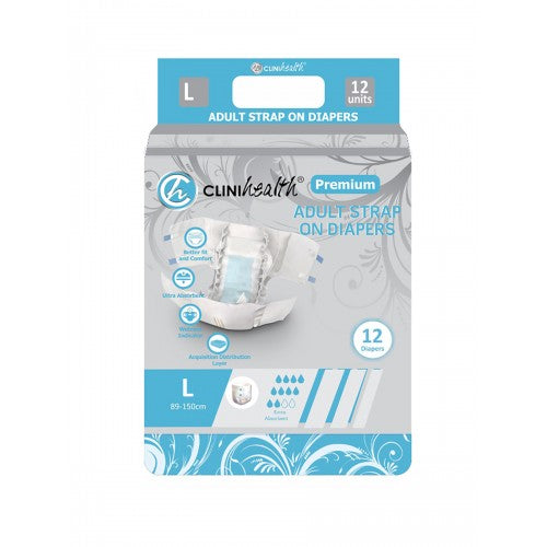 Adult Diapers Premium Strap-On Large 12