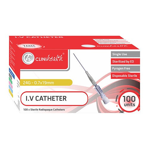 Iv Catheter 24G Without Port & Wings 100