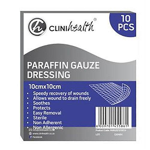 Paraffin Gauze 10cmx10cm Clinihealth 10 Cura Pharm