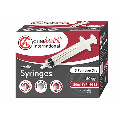 Syringes 20ml Luer Slip Clinihealth 50