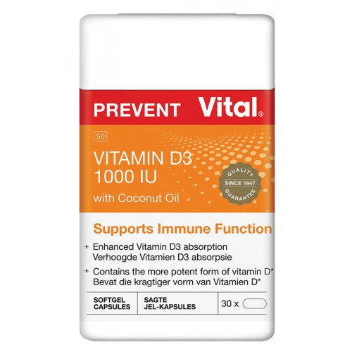 Vital Vitamin D3 1000Iu Capsules 30