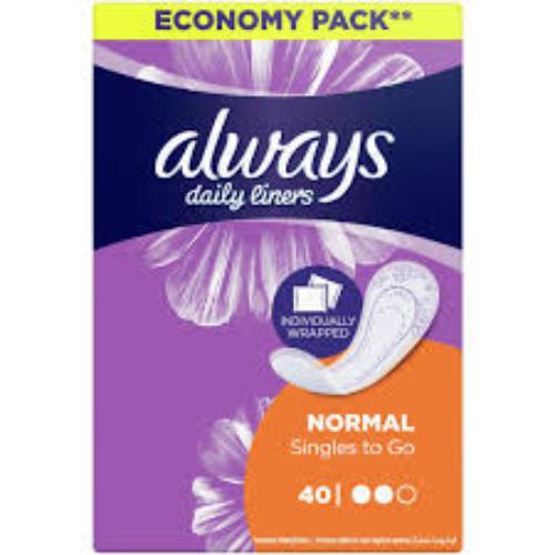 Always Liners Normal Unscented Fold & Wrap 40