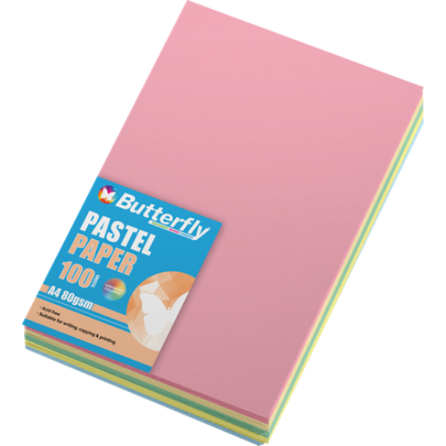 A4 Pastel Paper Ruled Butterfly 100's