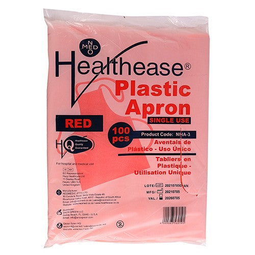 Apron Plastic Red Healthease 100