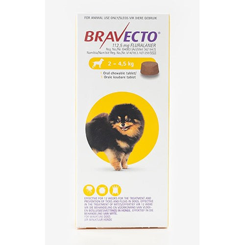 Bravecto Chew Toy Dog 2-4.5Kg 1 112.5mg – Cura Pharm