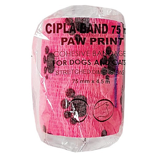 Sticky Band Vt Paw Print Pink 75mm