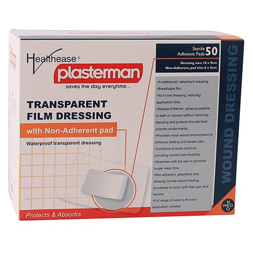 Dressing Transparent Film & Pad 10 X 9cm Healthease 50