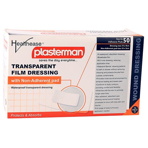 Dressing Transparent Film & Pad 15 X 9cm Healthease 50