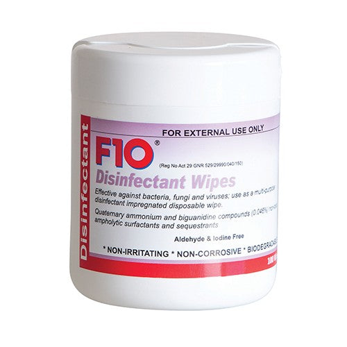 Fluwar F10 Wipes 100 In Plastic Container – Cura Pharm