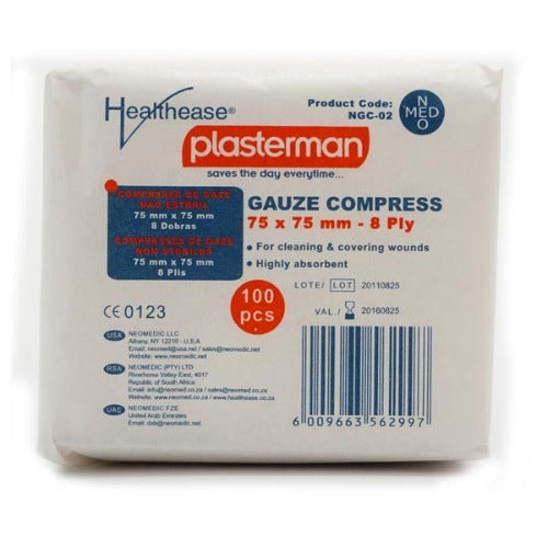 Gauze 75X75X8Ply Non Sterile Healthease 100