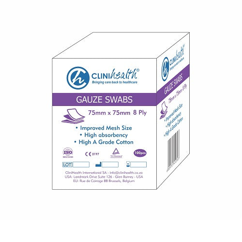 Gauze 75 X 75 X 8Ply Non Sterile Clinihealth 100