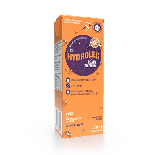 Hydrolec Ready To Drink Rehydration Solution Orange 200ml Cura Pharm