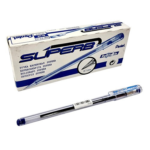Pen Ballpen Superb 0.7mm Fine Blue 12