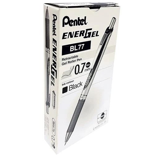 Pentel Energel Retractable Black 0.7mm 12