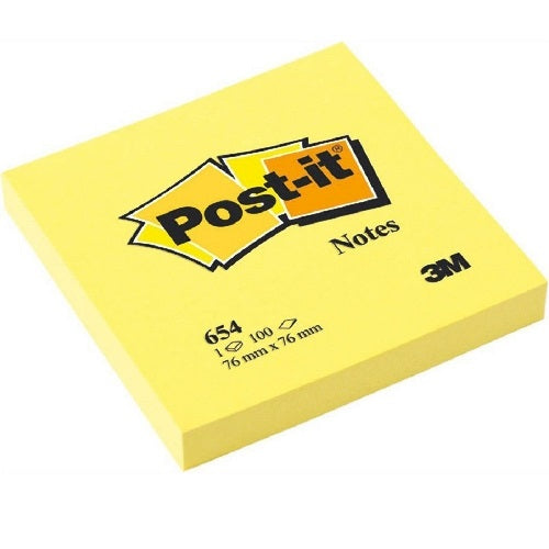 Post-It 654 Yellow 76X76mm 3M 100 Sheets