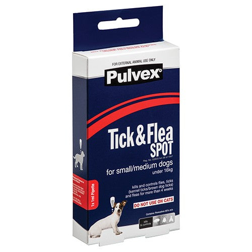 Pulvex Tick&Flea Spot Dog Small/Medium 1ml 1