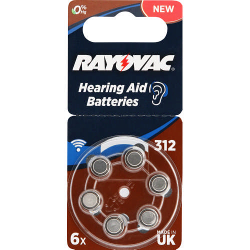Rayovac Size 312 Hearing Aid Batteries 6 Pack