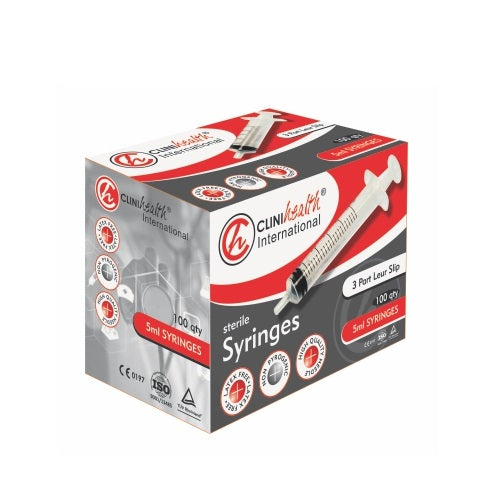 Syringes 5ml 3 Part Luer Slip Clinihealth 100
